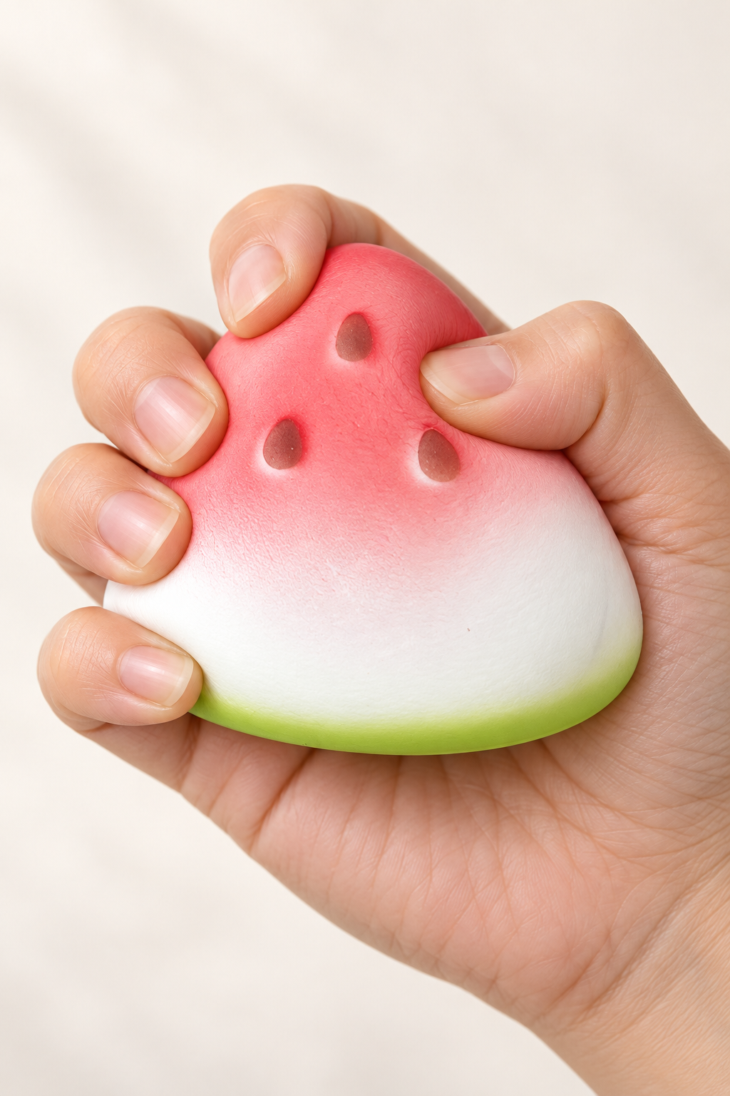 Hand drückt Wassermelonen Squish – Slow Rise zusammen