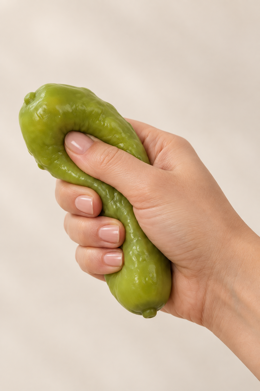 Hand drückt Pickle Squish – Slow Rise zusammen