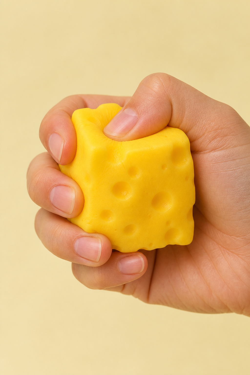 Hand drückt Käse Squishy – Slow Rise zusammen