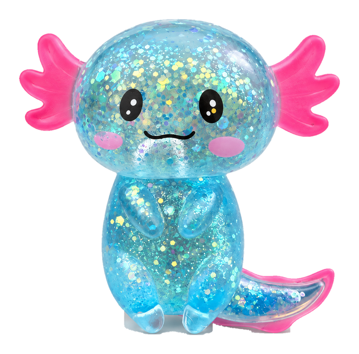 Glibber-Axolotl Squish freigestellt vor neutralem Hintergrund