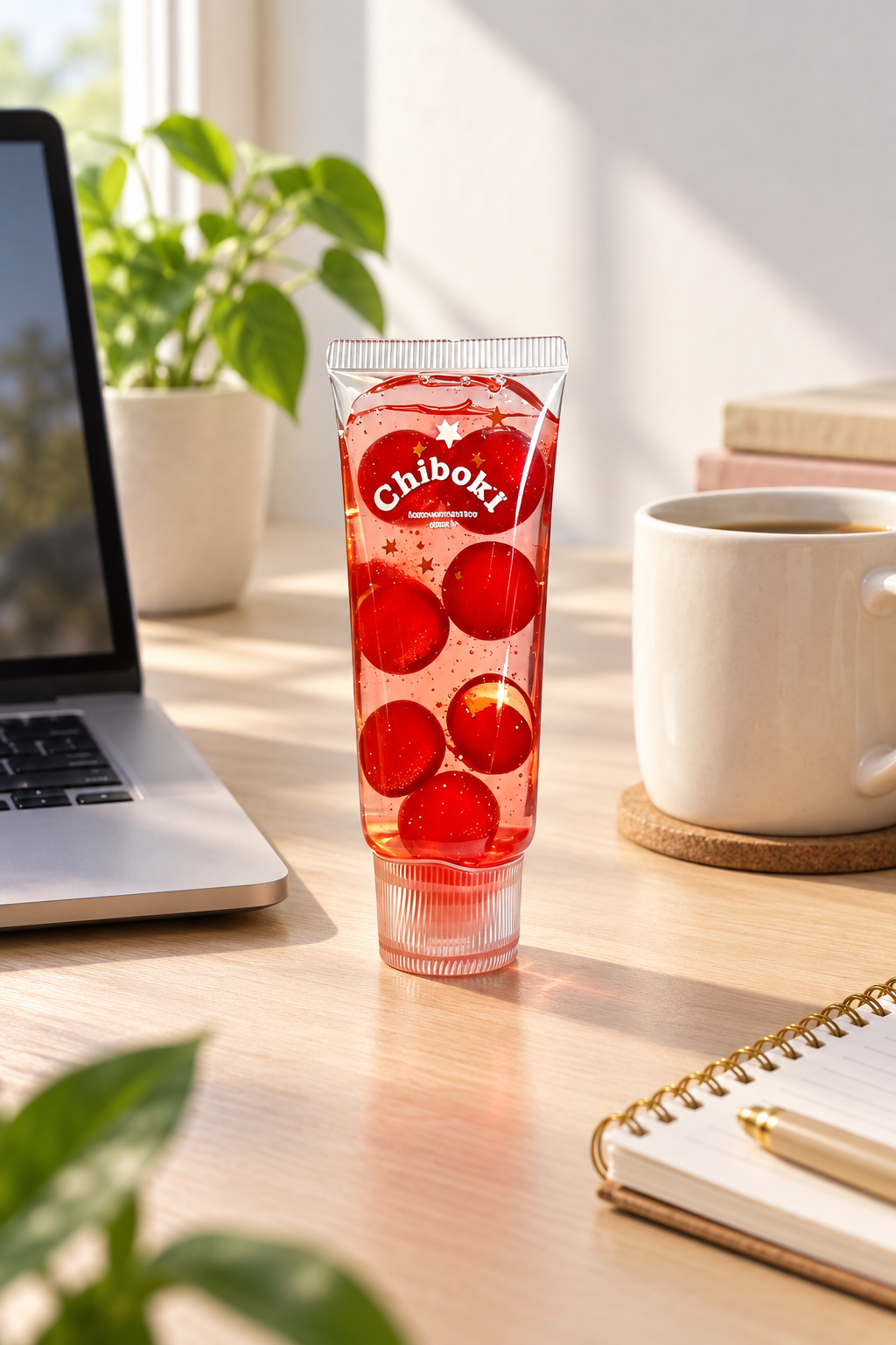 Jelly Kristall Tube auf einem Schreibtisch