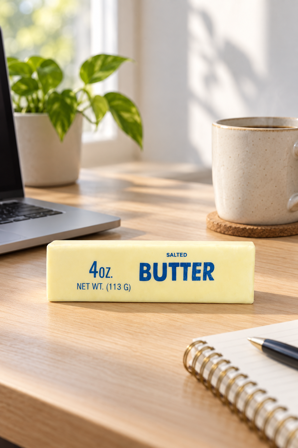 Schmelzbutter Squish auf einem Schreibtisch